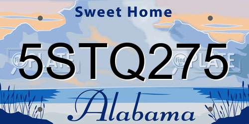 5STQ275 Alabama License Plate