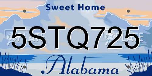 5STQ725 Alabama License Plate