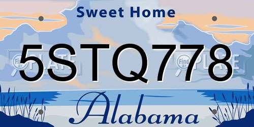 5STQ778 Alabama License Plate