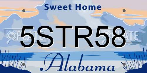 5STR58 Alabama License Plate