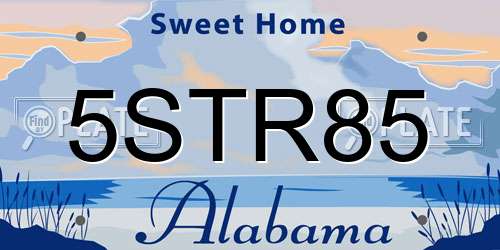 5STR85 Alabama License Plate