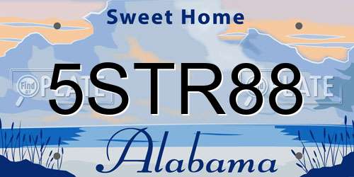 5STR88 Alabama License Plate