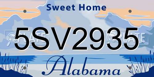 5SV2935 Alabama License Plate
