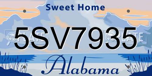 5SV7935 Alabama License Plate
