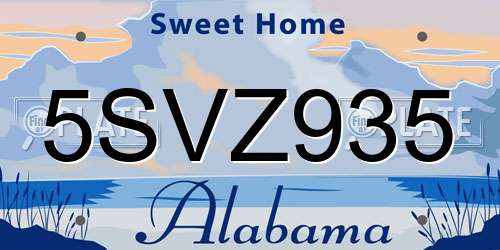 5SVZ935 Alabama License Plate