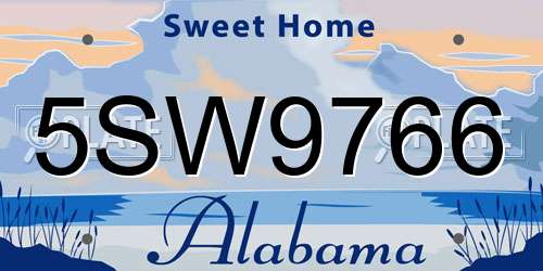5SW9766 Alabama License Plate