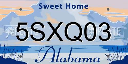 5SXQ03 Alabama License Plate
