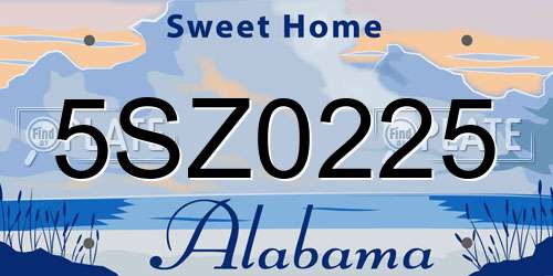 5SZ0225 Alabama License Plate
