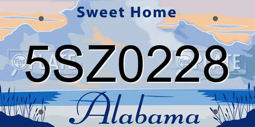 5SZ0228 Alabama License Plate