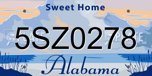 5SZ0278 Alabama License Plate