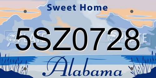 5SZ0728 Alabama License Plate