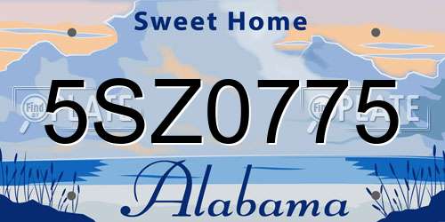 5SZ0775 Alabama License Plate