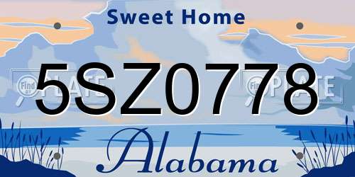 5SZ0778 Alabama License Plate