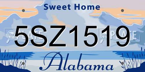 5SZ1519 Alabama License Plate