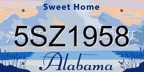 5SZ1958 Alabama License Plate