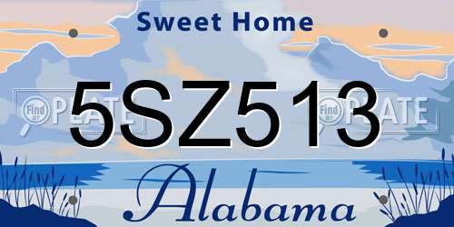 5SZ513 Alabama License Plate