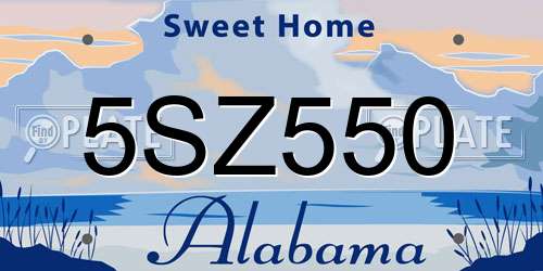5SZ550 Alabama License Plate