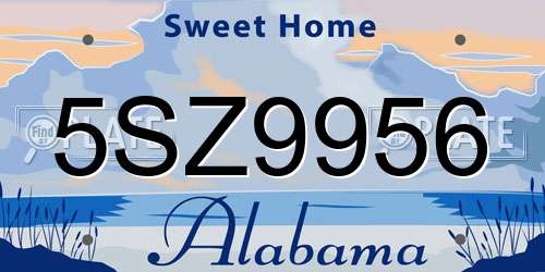 5SZ9956 Alabama License Plate