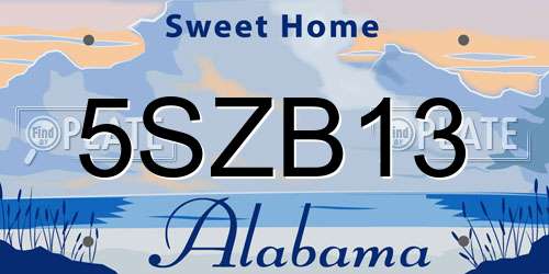 5SZB13 Alabama License Plate