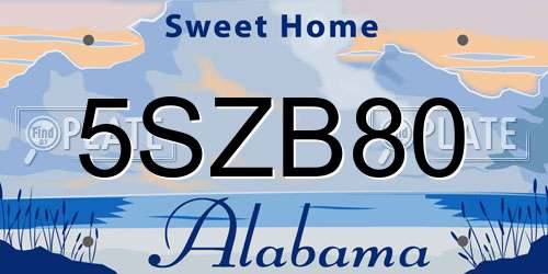 5SZB80 Alabama License Plate