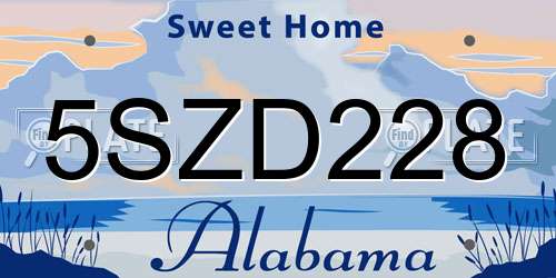 5SZD228 Alabama License Plate