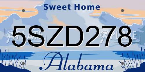 5SZD278 Alabama License Plate