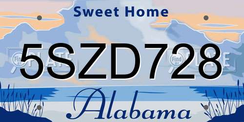 5SZD728 Alabama License Plate
