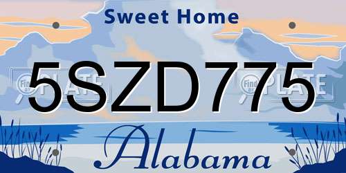 5SZD775 Alabama License Plate