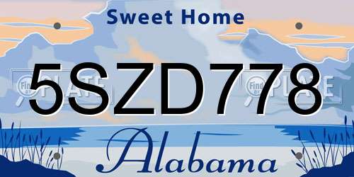 5SZD778 Alabama License Plate