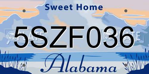 5SZF036 Alabama License Plate