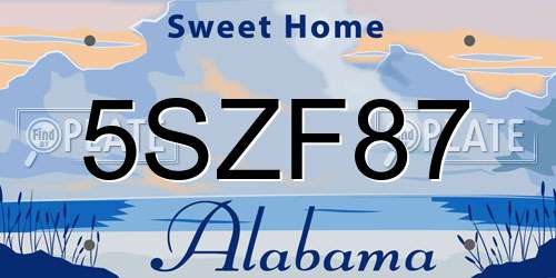 5SZF87 Alabama License Plate