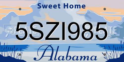5SZI985 Alabama License Plate