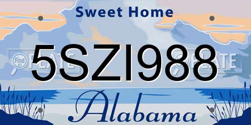 5SZI988 Alabama License Plate