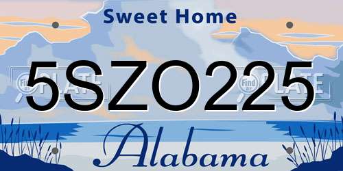 5SZO225 Alabama License Plate