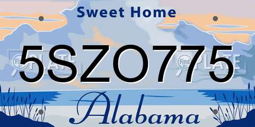 5SZO775 Alabama License Plate