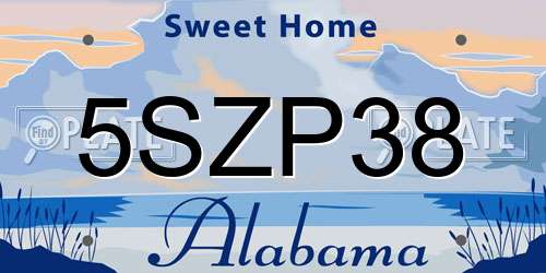 5SZP38 Alabama License Plate