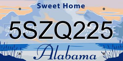 5SZQ225 Alabama License Plate
