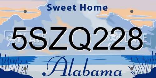 5SZQ228 Alabama License Plate