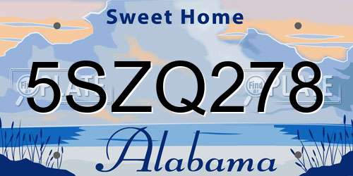 5SZQ278 Alabama License Plate