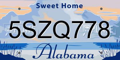 5SZQ778 Alabama License Plate