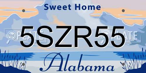 5SZR55 Alabama License Plate