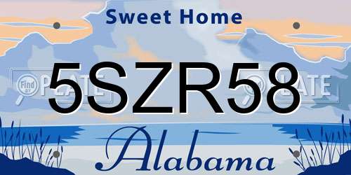5SZR58 Alabama License Plate