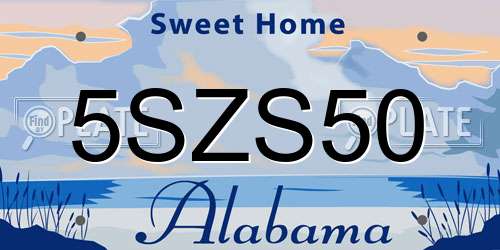 5SZS50 Alabama License Plate