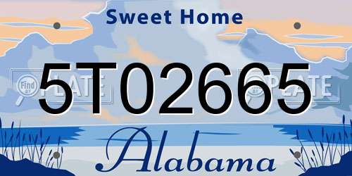 5T02665 Alabama License Plate