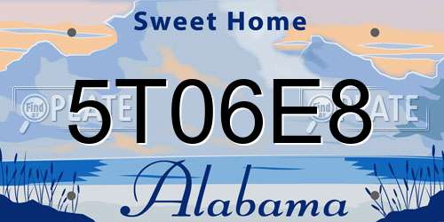5T06E8 Alabama License Plate