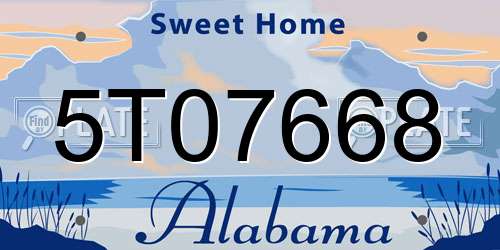 5T07668 Alabama License Plate