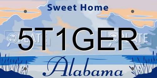 5T1GER Alabama License Plate