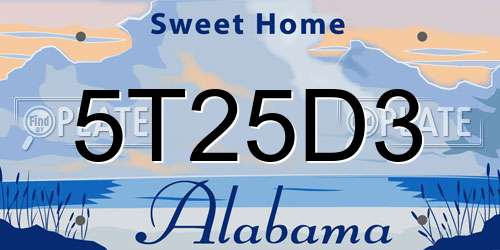 5T25D3 Alabama License Plate
