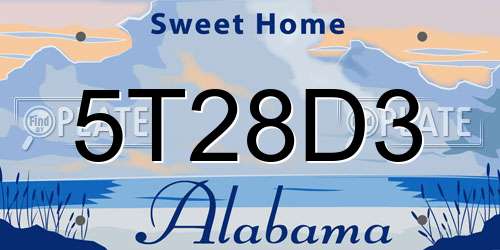 5T28D3 Alabama License Plate