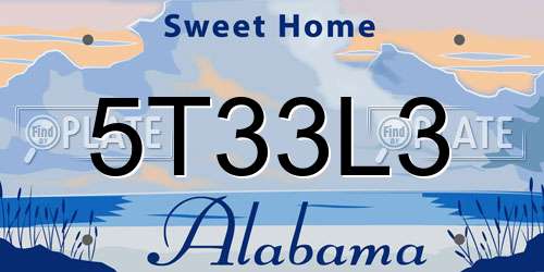 5T33L3 Alabama License Plate